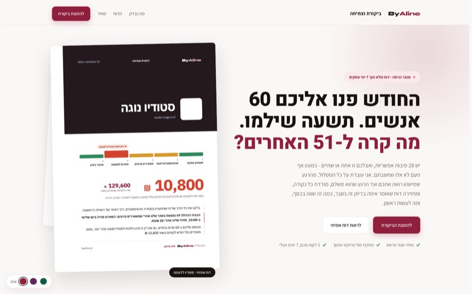 דף המכירה של ביקורת וצמיחה